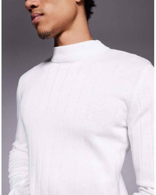 ASOS Gray Muscle Fit Long Sleeve Knitted Rib Turtle Neck T-Shirt for men