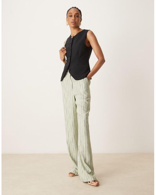 ASOS Natural Asos Design Tall Relaxed Straight Leg Trousers With Linen