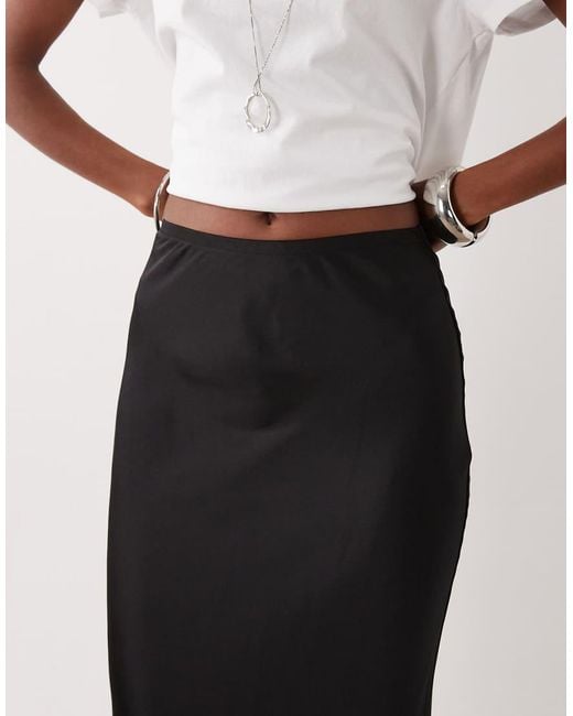 New Look White Satin Bias Midi Skirt