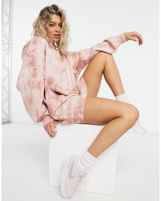 Missguided Pink Playboy Oversized Hoodie Dress