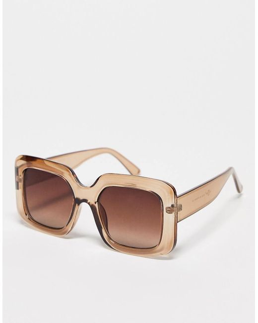 Occhiali Da Sole Con Montatura Rettangolare Chiaro di Mango in Brown