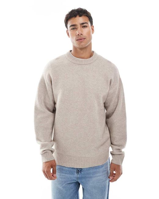 Jack & Jones Gray Oversize Fluffy Jumper for men