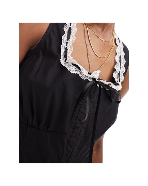 Top corset d'ensemble style champêtre à bordures dentelle Daisy Street en coloris Black