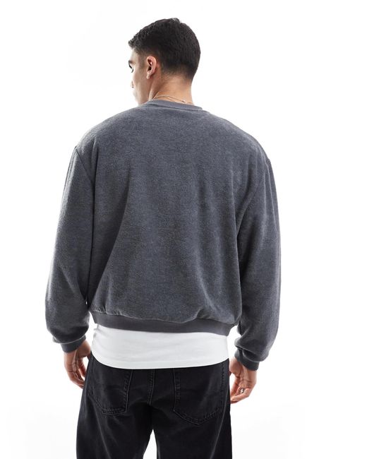 ASOS – kastiges oversize-sweatshirt aus frottee in Gray für Herren