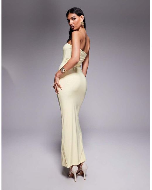 Fashionkilla Natural Exclusive Slinky Double Sculpted Bandeau Maxi Dress