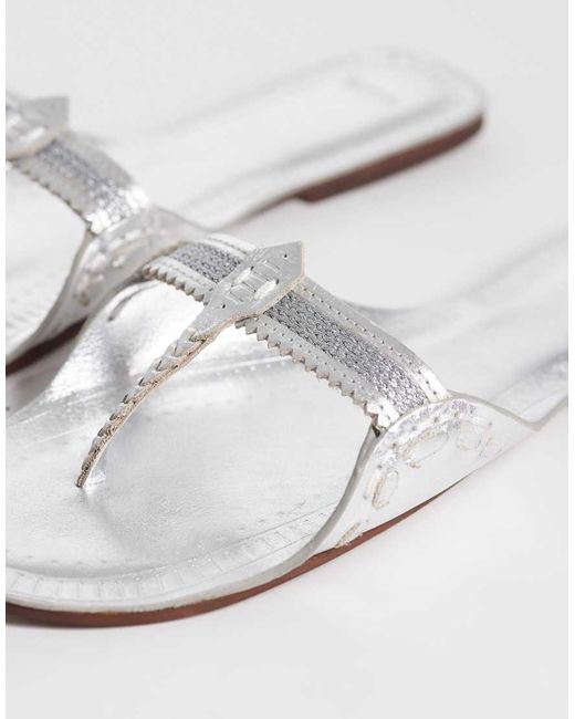 Mango White 100% Leather Flip Flop Sandal