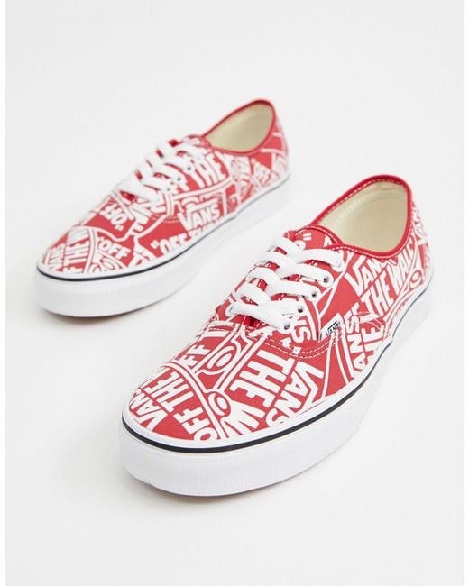 Vans Red Authentic All Over Print Plimsolls for men