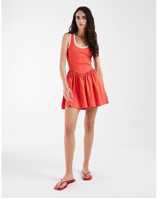 ASOS Red Contrast Trim Mini Dress