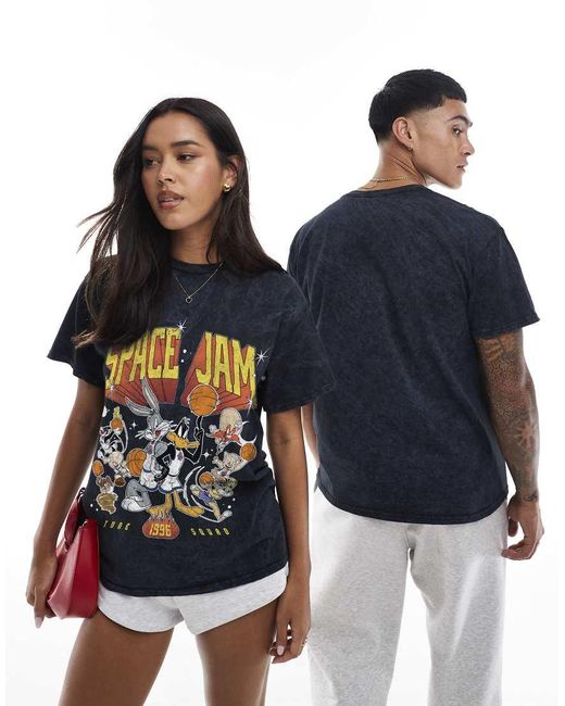 PRNT Black Space Jam 1996 Tune Squad Relaxed T-Shirt