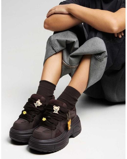 Bershka Black Rilakkuma Platform Trainers