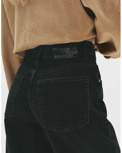 Pull&Bear Black Wide Leg Jeans With Crossover Waistband