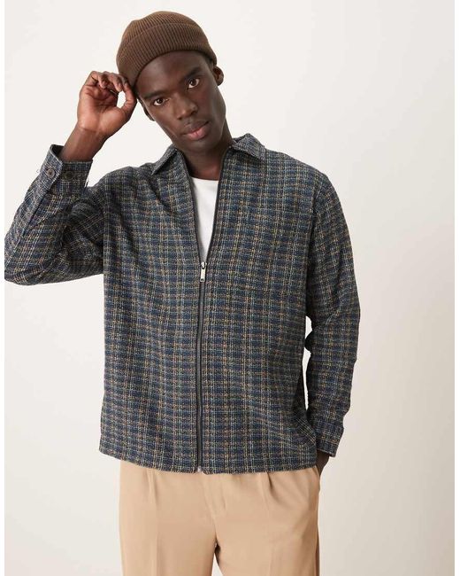 SELECTED Black Oversized Boxy Textured Overshirt for men