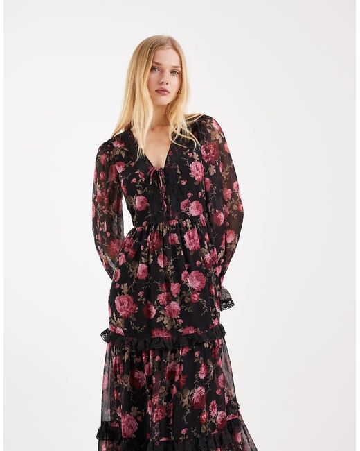 Miss Selfridge Red Corset Detail Maxi Dress