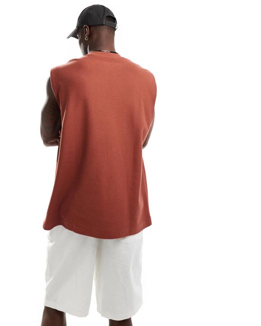 ASOS Red Oversized Vest With Front Pocket for men