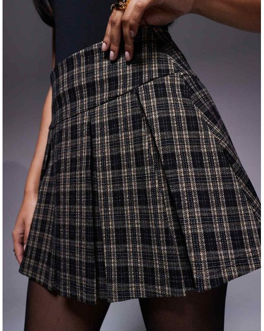 ASOS Blue Pleated Brushed V-seam Mini Skirt