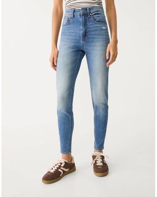 Stradivarius Blue D09 Super High Waist Skinny Jean