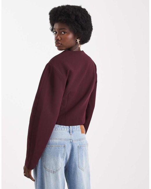Americana Sin Solapas Con Mangas Cocoon De (Parte De Un Conjunto)-Morado ASOS de color Red