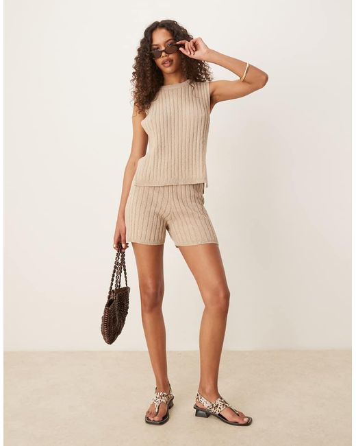 ASOS Gebreide Bouclé Short in het Natural