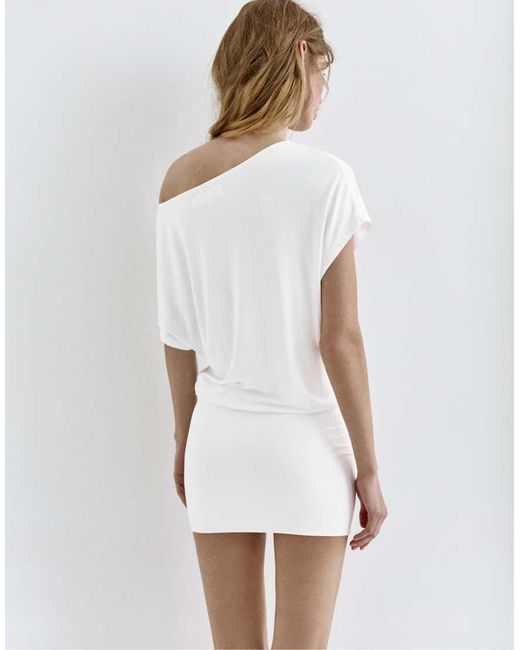 Pull&Bear White Short Asymmetric Dress