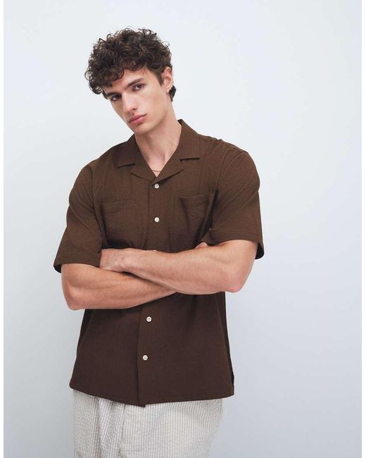 Redefined Rebel White Brennan Boxy Fit Short Sleeve Shirt for men