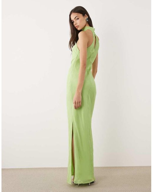 ASOS Green Asos Design Tall Chiffon High Neck Midi Dress