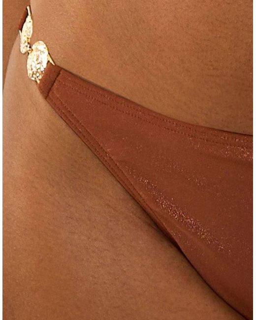 Wolf & Whistle Brown Morgan Glitter Mix & Match Tanga Bikini Bottoms