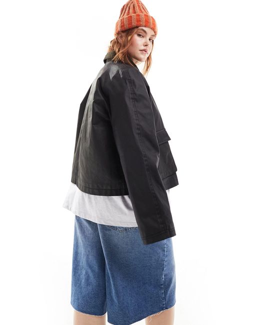 Asos design curve - veste courte cirée avec col contrastant - marron ASOS en coloris Black