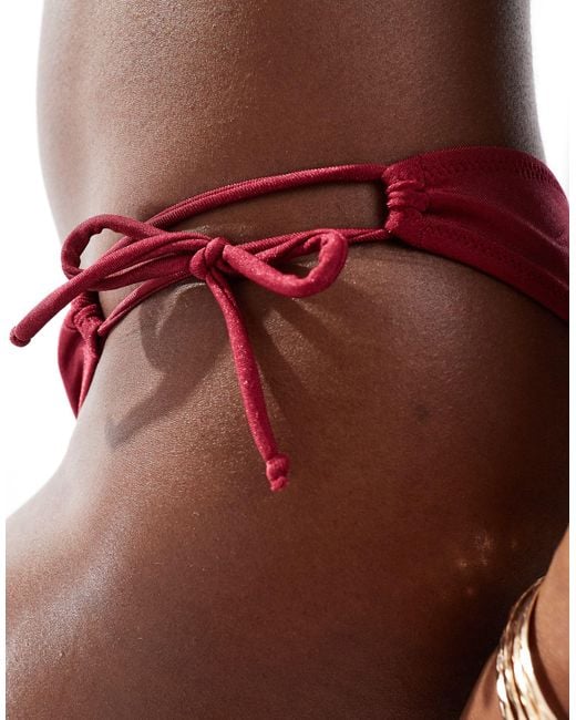 Miss Selfridge Red Tie Detail V Front Bikini Bottom