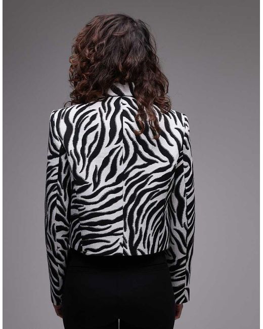 Mango Cropped Jack Met Zebraprint in het White