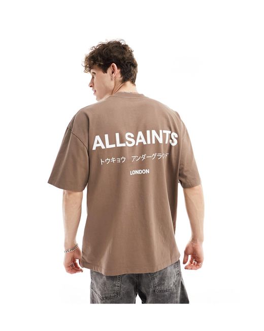 Exclusivité asos - - underground - t-shirt oversize - marron AllSaints pour homme en coloris Brown