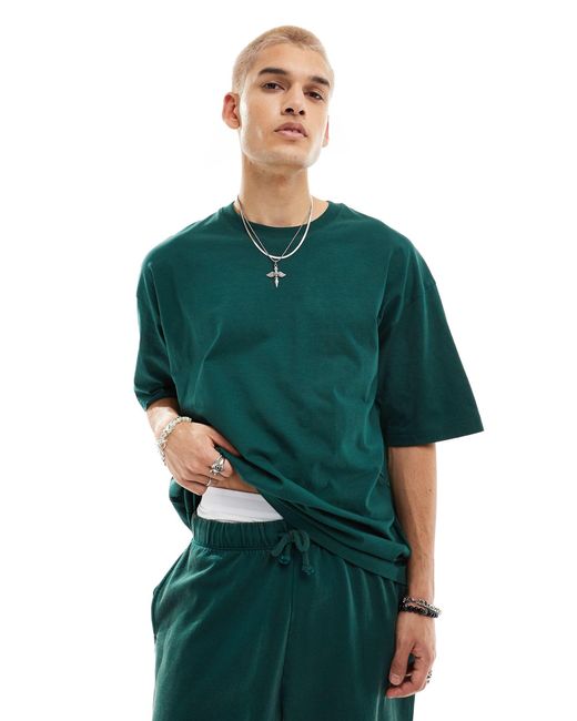 Bershka Green Oversized T-shirt for men