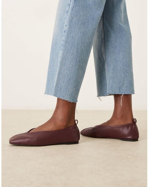 ASOS Blue Leslie Square Toe Ballets