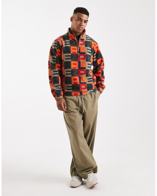 Parlez Red Monogram Logo Zip Through Fleece for men