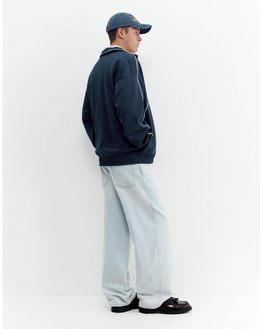 Pull&Bear – bestickte jacke in Blue für Herren