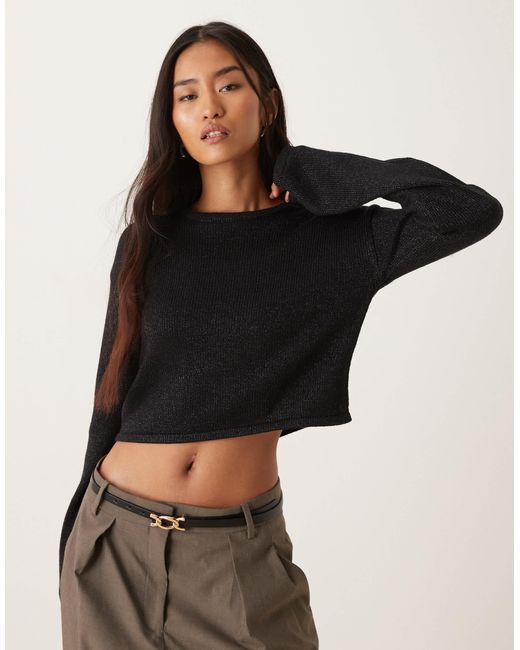 JJXX Black Fitted Sparkle Knit Jumper