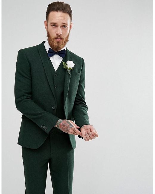 ASOS Asos Wedding Skinny Suit Jacket In Forest Green Herringbone for Men |  Lyst Canada