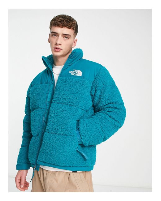 The North Face Nuptse High Pile Down Puffer Jacket in Blue for Men | Lyst