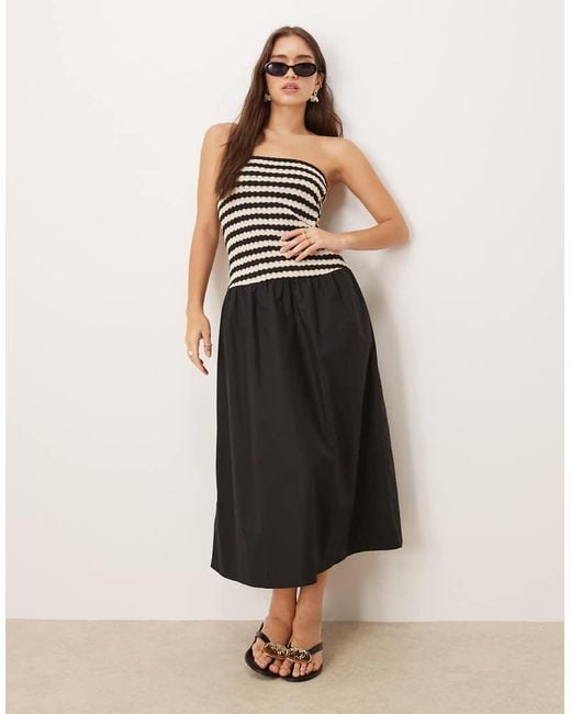 mango striped crochet dress Maxi-dress with crochet panel - Teen Girl