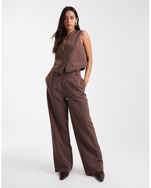 Pieces Brown Tailored Waistcoat Co-ord