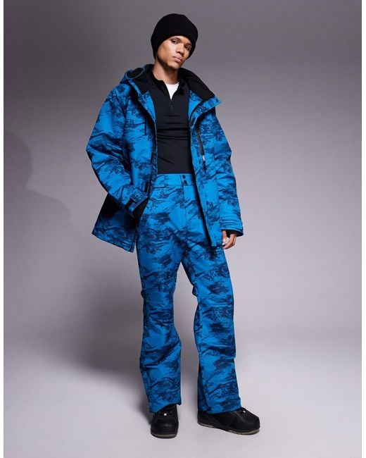 Threadbare Blue Zip Through Ski Jacket With Hood for men