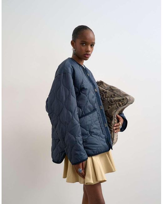 TOPSHOP Blue Double Layer Fronted Liner Jacket