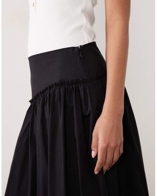 ASOS Black Asymmetric Dropped Waist Maxi Skirt