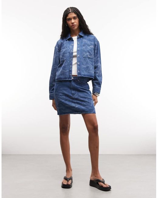Obey Blue Trinity Wrinkle Denim Shirt Co-ord