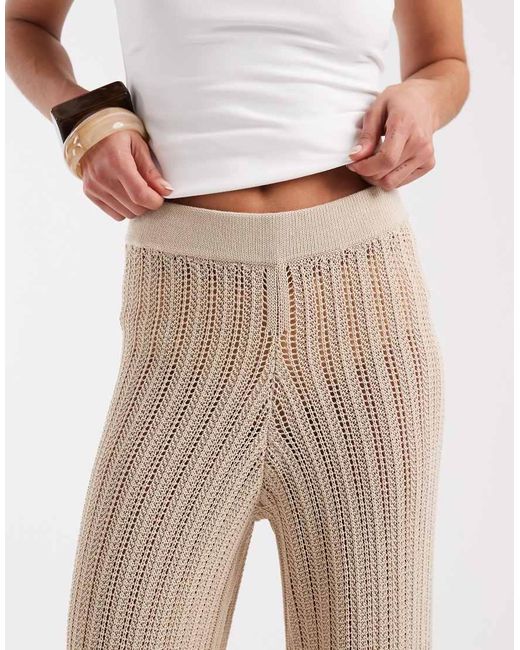 River Island Natural Wide Leg Knitted Pants