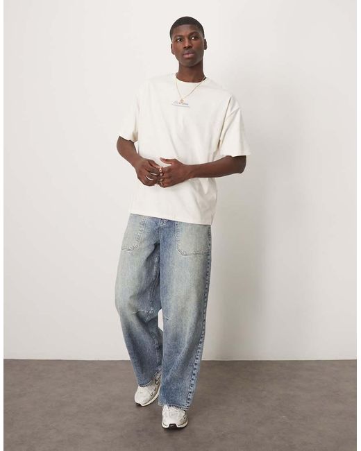 ASOS Oversized T-Shirt Met Vogelprint Op De Rug in het Natural voor heren