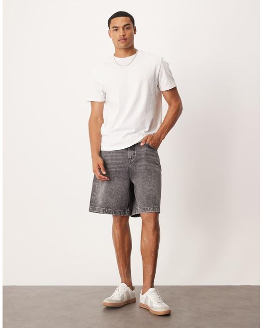 ASOS White Mid Length Denim Jort for men