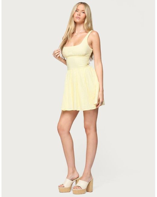 Edikted Natural Reina Embroidered Cotton Mini Dress