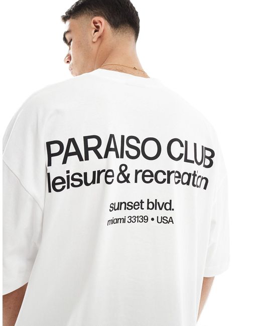 T-shirt ultra oversize imprimé dans le dos ASOS pour homme en coloris White