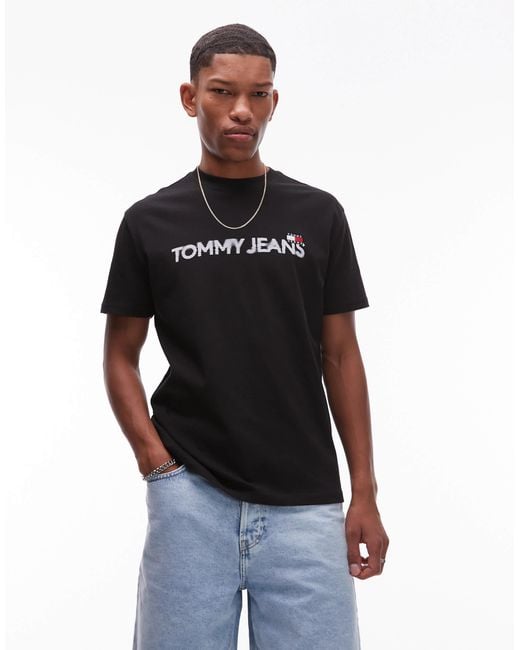 Tommy Hilfiger Black Blurred Logo T-Shirt for men