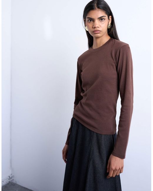 Everyday - t-shirt à manches longues - marron chocolat TOPSHOP en coloris Purple